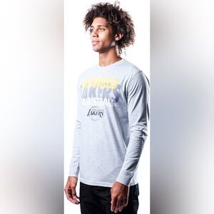 Los Angeles Lakers Mens T Shirt Large Gray Purple Long Sleeve NBA Basketball